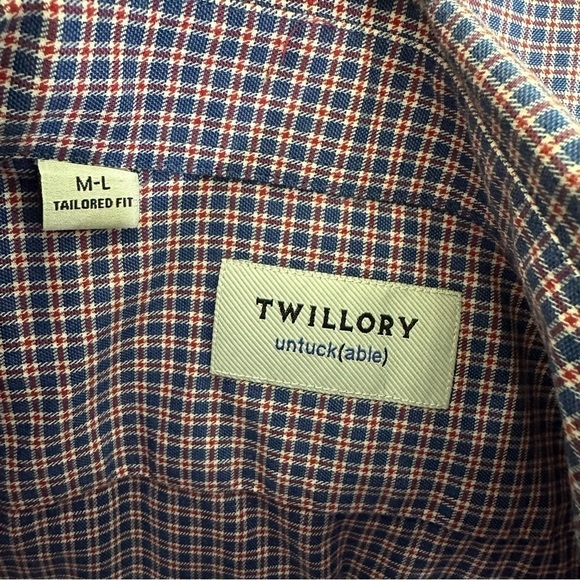 Twillory Untuck(able) Blue Red Appalachia Check Button Down Shirt - Picture 6 of 9